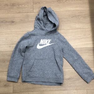 Nike Kids Gray Hoodie with White Swoosh Logo